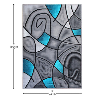 Flash Furniture Jubilee 5X7 Abstract Rug, Turquoise