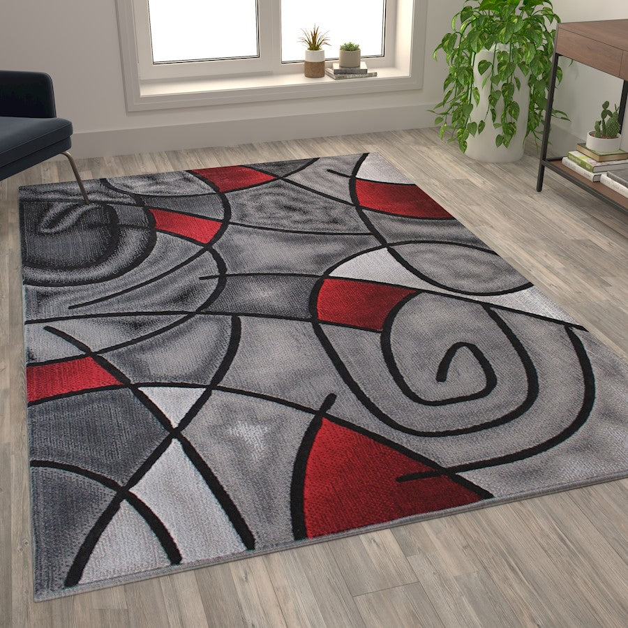 Flash Furniture Jubilee 6X9 Abstract Area Rug, Red