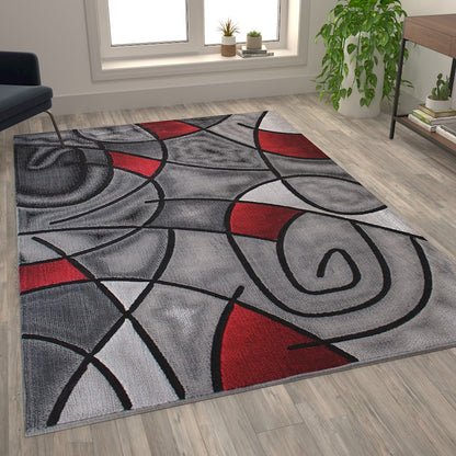 Flash Furniture Jubilee 6X9 Abstract Area Rug, Red