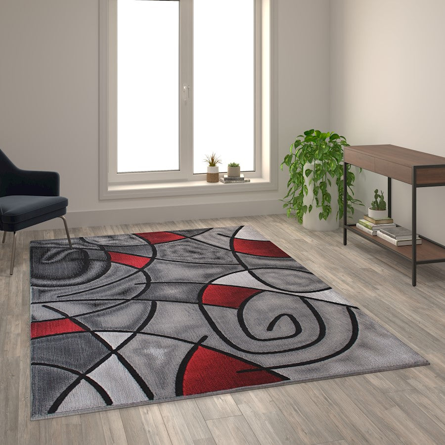 Flash Furniture Jubilee 6X9 Abstract Area Rug, Red
