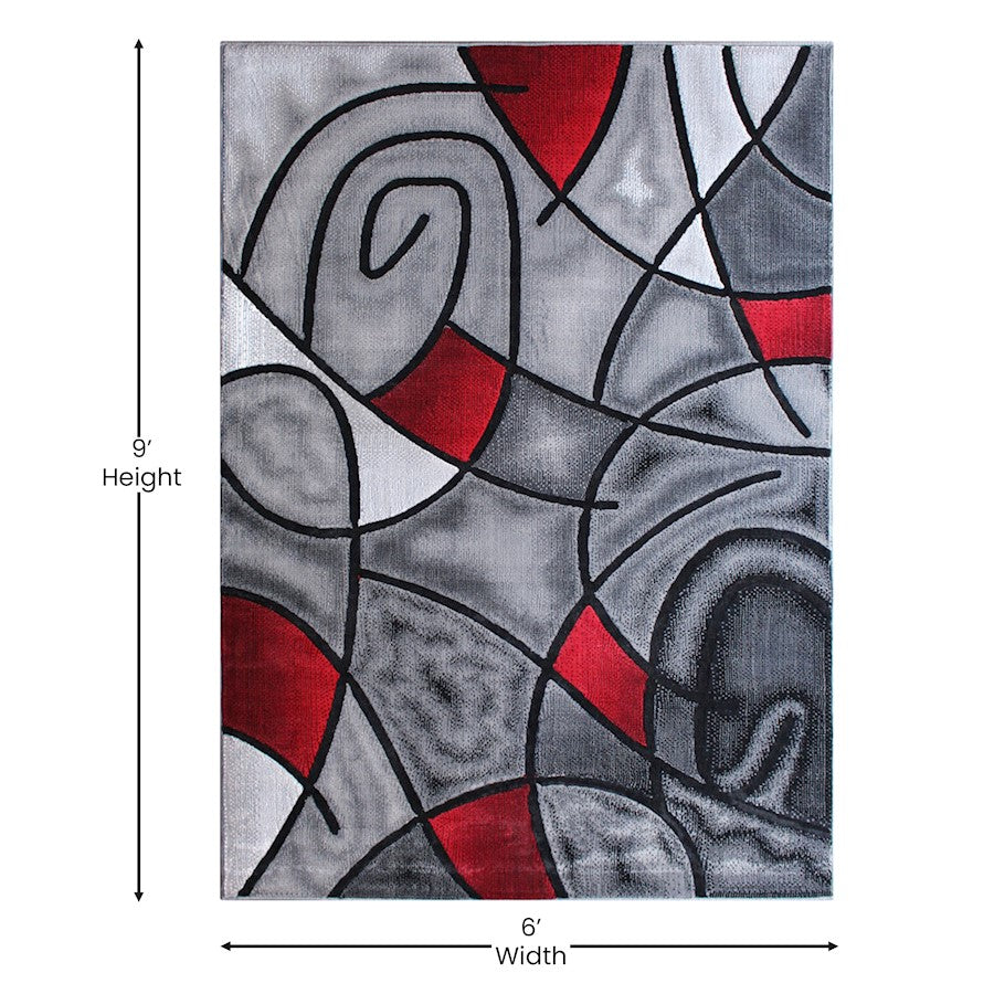Flash Furniture Jubilee 6X9 Abstract Area Rug, Red