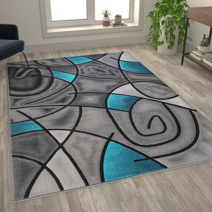 Flash Furniture Jubilee 6X9 Abstract Rug, Turquoise