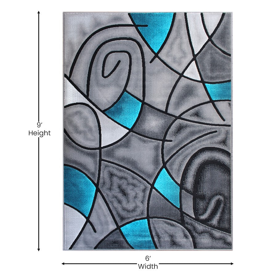 Flash Furniture Jubilee 6X9 Abstract Rug, Turquoise