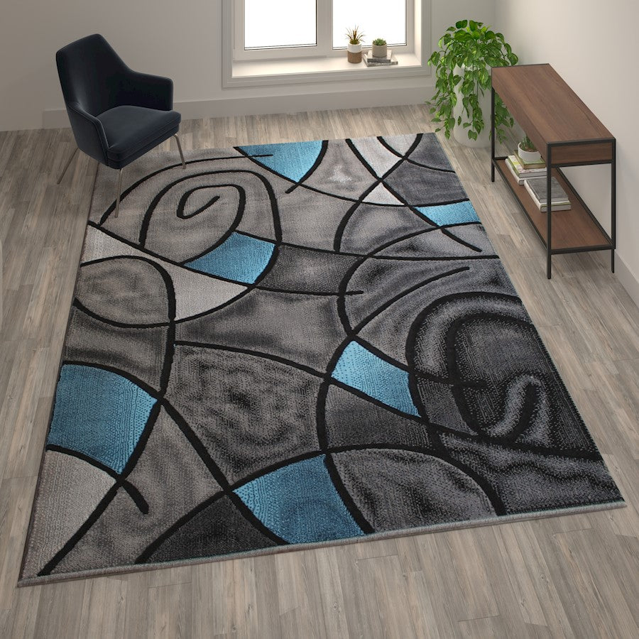 Flash Furniture Jubilee 8X10 Abstract Area Rug, Blue