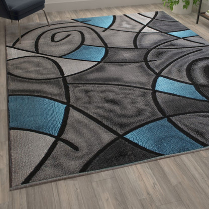 Flash Furniture Jubilee 8X10 Abstract Area Rug, Blue