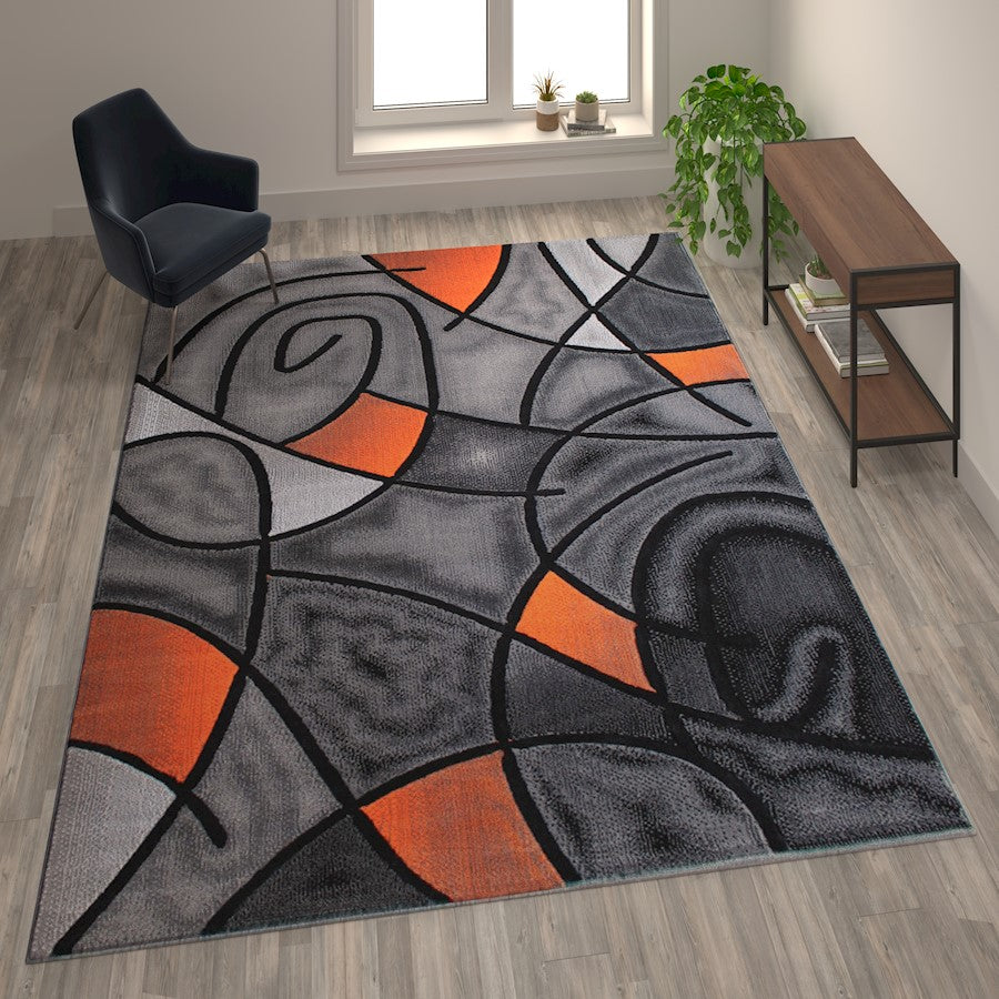 Flash Furniture Jubilee 8X10 Abstract Area Rug, Orange