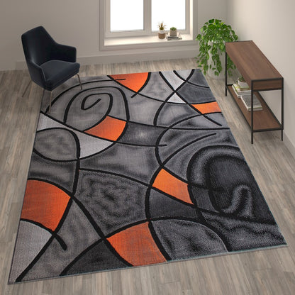 Flash Furniture Jubilee 8X10 Abstract Area Rug, Orange