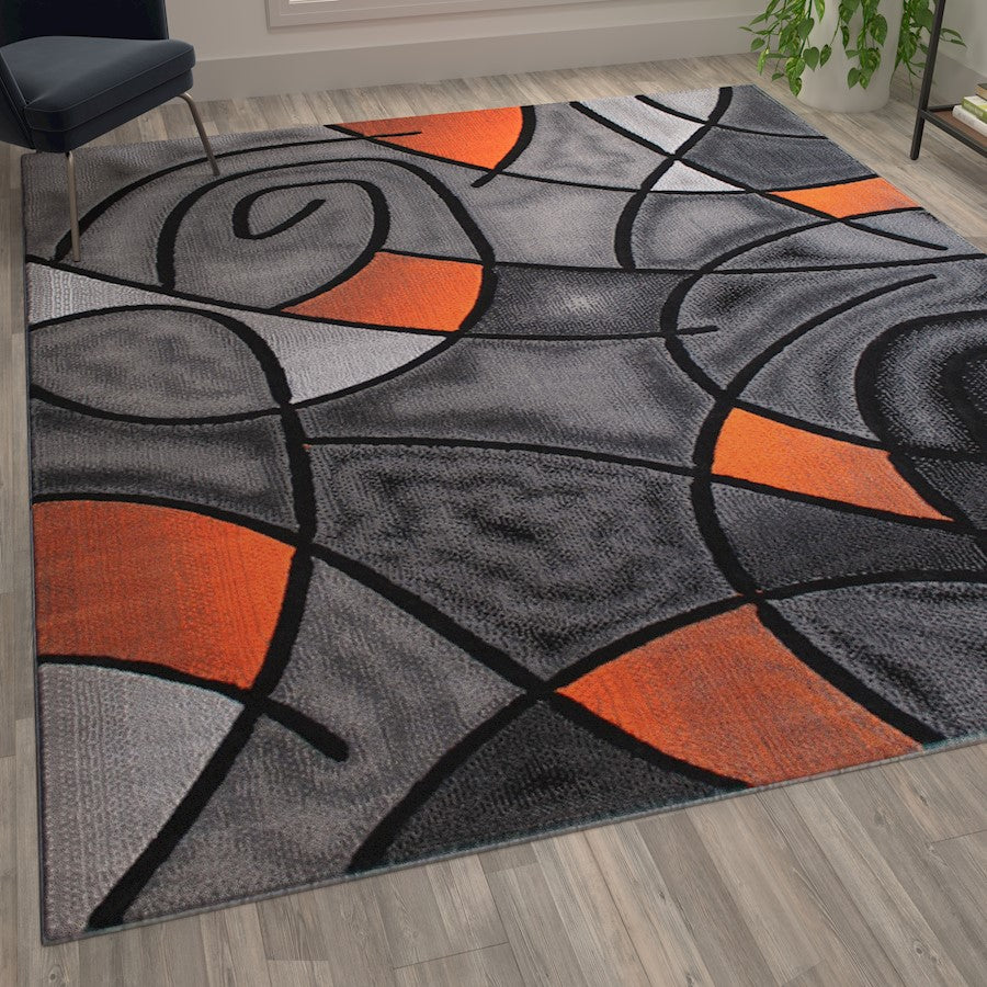 Flash Furniture Jubilee 8X10 Abstract Area Rug, Orange