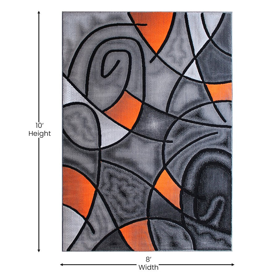 Flash Furniture Jubilee 8X10 Abstract Area Rug, Orange