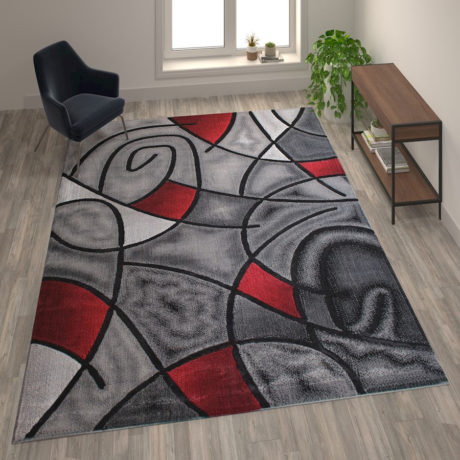 Flash Furniture Jubilee 8X10 Abstract Area Rug, Red