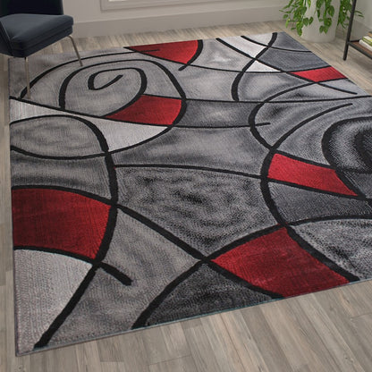 Flash Furniture Jubilee 8X10 Abstract Area Rug, Red