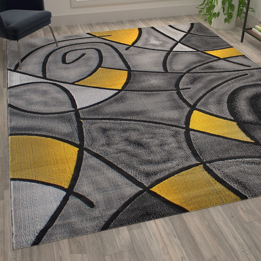 Flash Furniture Jubilee 8X10 Abstract Rug, Yellow