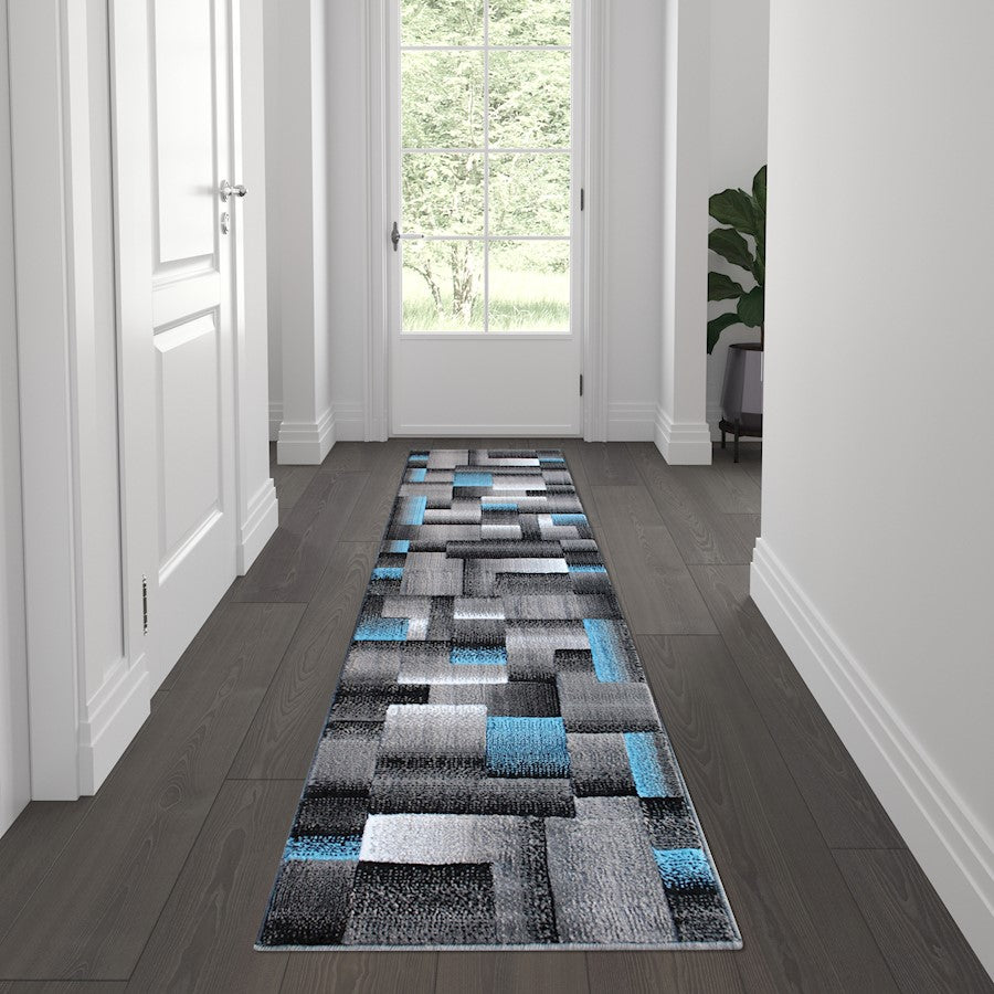 Flash Furniture Elio 2X7 Block Area Rug, Blue