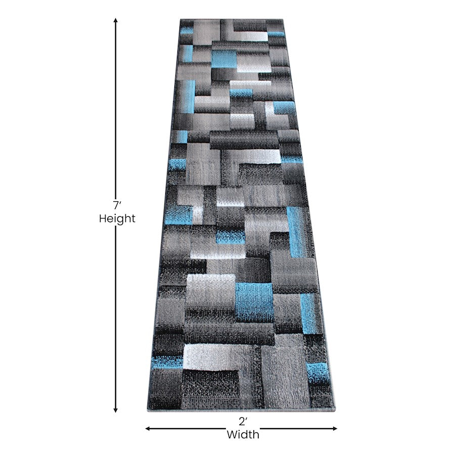 Flash Furniture Elio 2X7 Block Area Rug, Blue