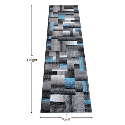 Flash Furniture Elio 2X7 Block Area Rug, Blue