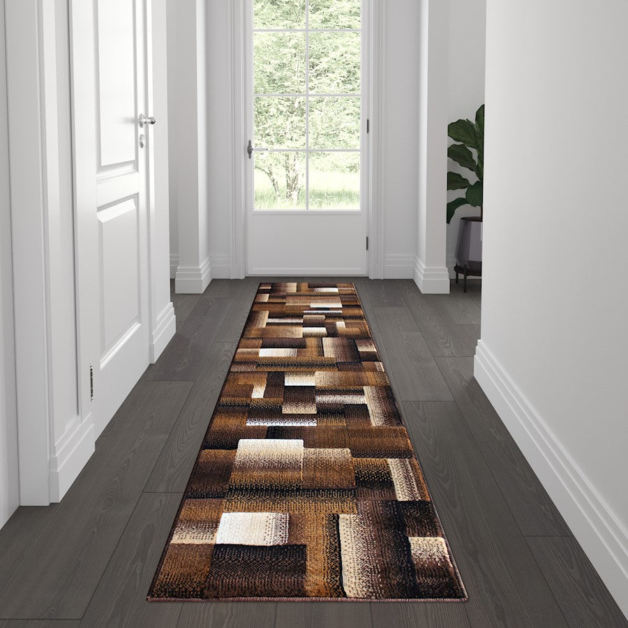 Flash Furniture Elio 2X7 Block Area Rug, Chocolate
