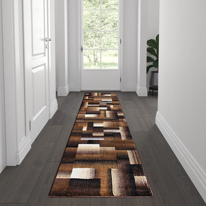 Flash Furniture Elio 2X7 Block Area Rug, Chocolate