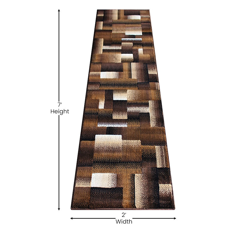 Flash Furniture Elio 2X7 Block Area Rug, Chocolate