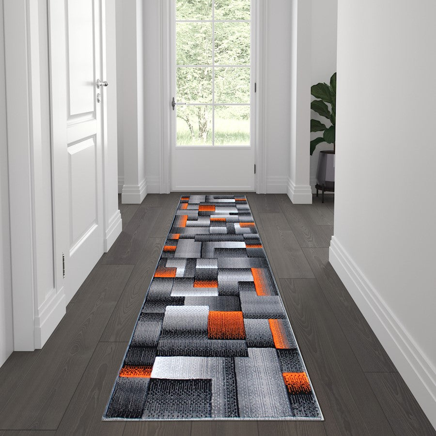 Flash Furniture Elio 2X7 Block Area Rug, Orange