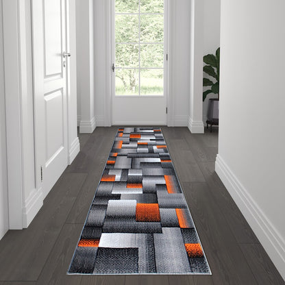 Flash Furniture Elio 2X7 Block Area Rug, Orange