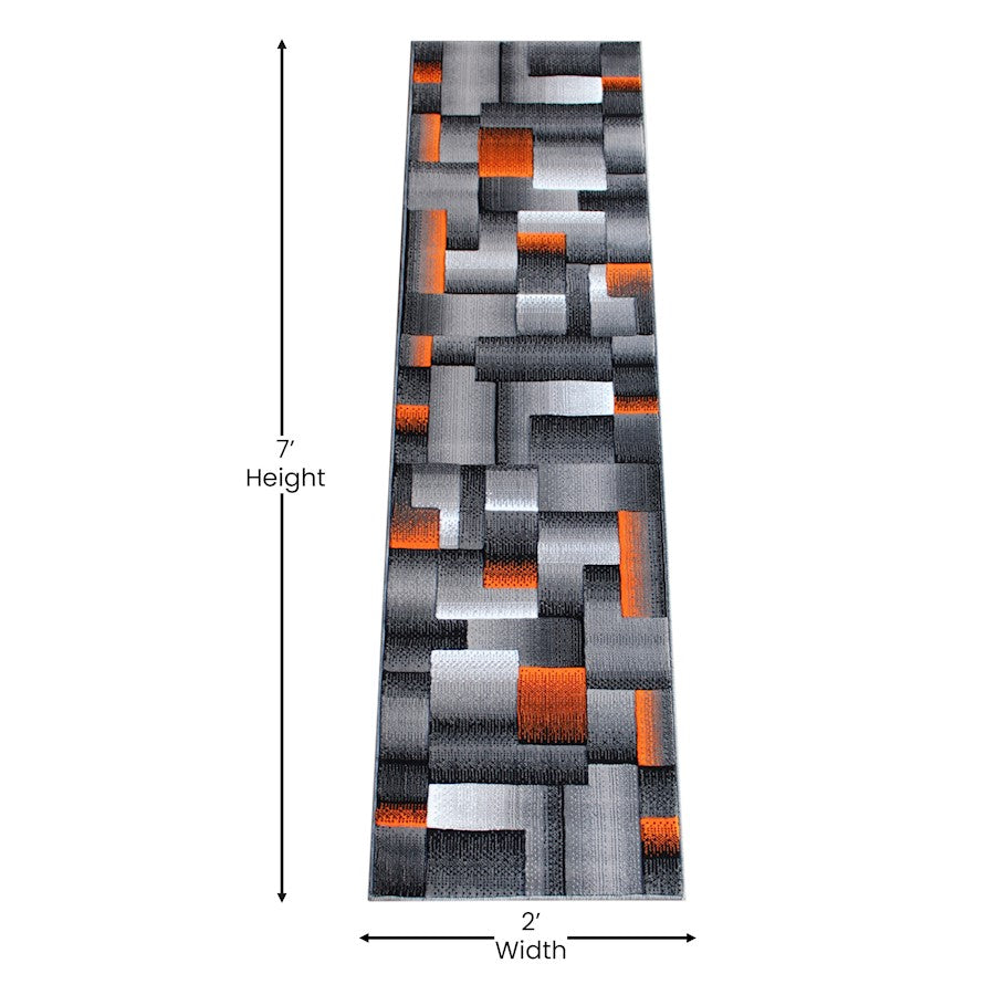 Flash Furniture Elio 2X7 Block Area Rug, Orange