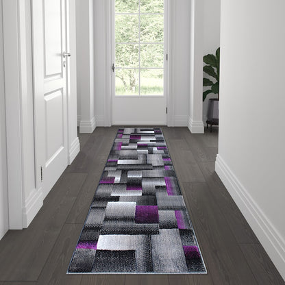 Flash Furniture Elio 2X7 Block Area Rug, Purple