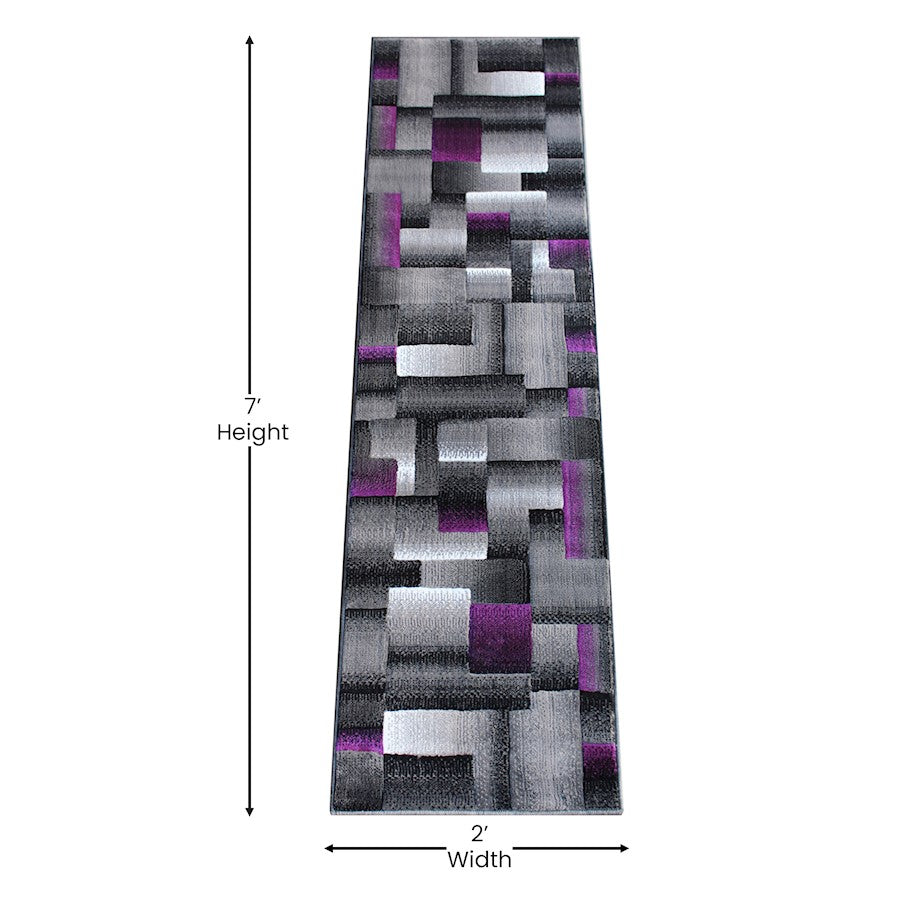 Flash Furniture Elio 2X7 Block Area Rug, Purple