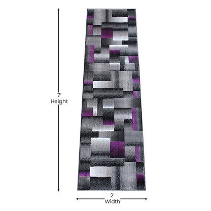 Flash Furniture Elio 2X7 Block Area Rug, Purple