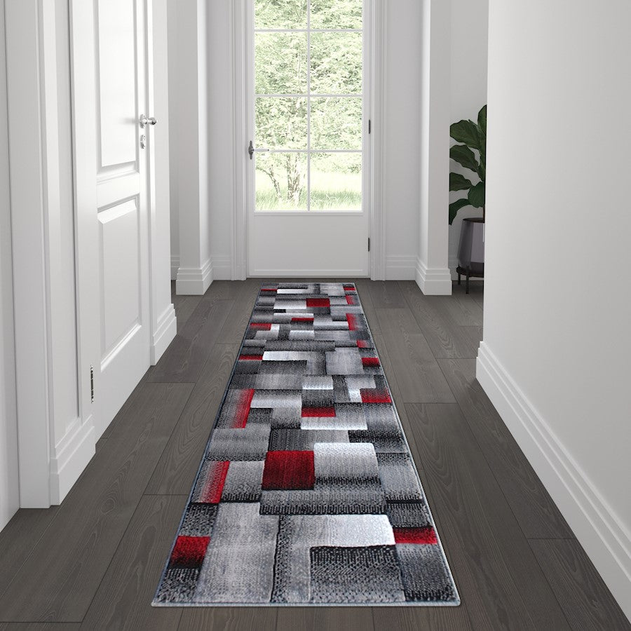 Flash Furniture Elio 2X7 Block Area Rug, Red
