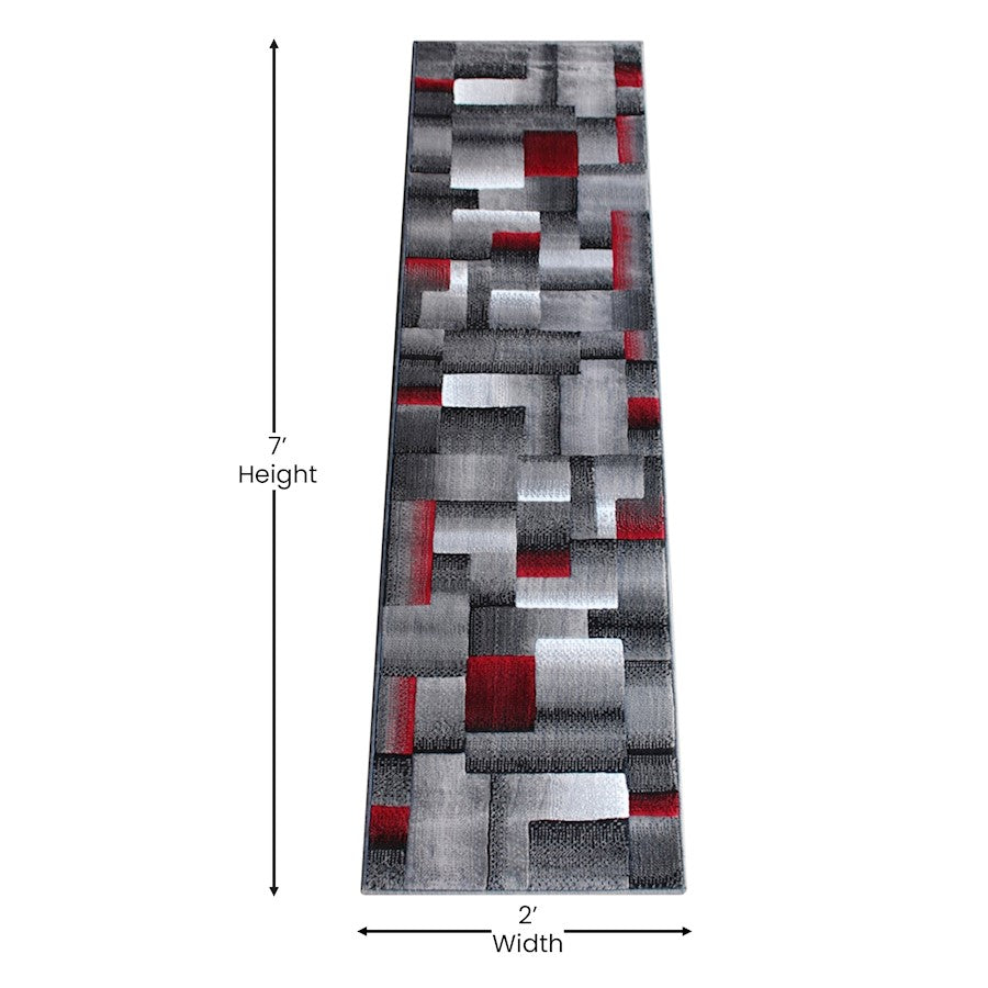 Flash Furniture Elio 2X7 Block Area Rug, Red