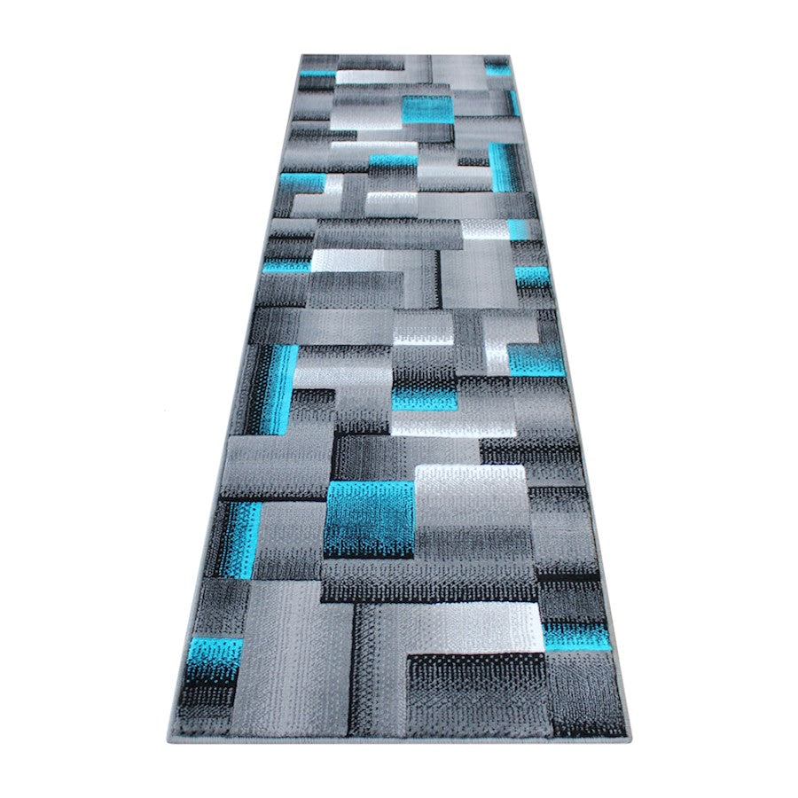 Flash Furniture Elio 2X7 Block Area Rug, Turquoise