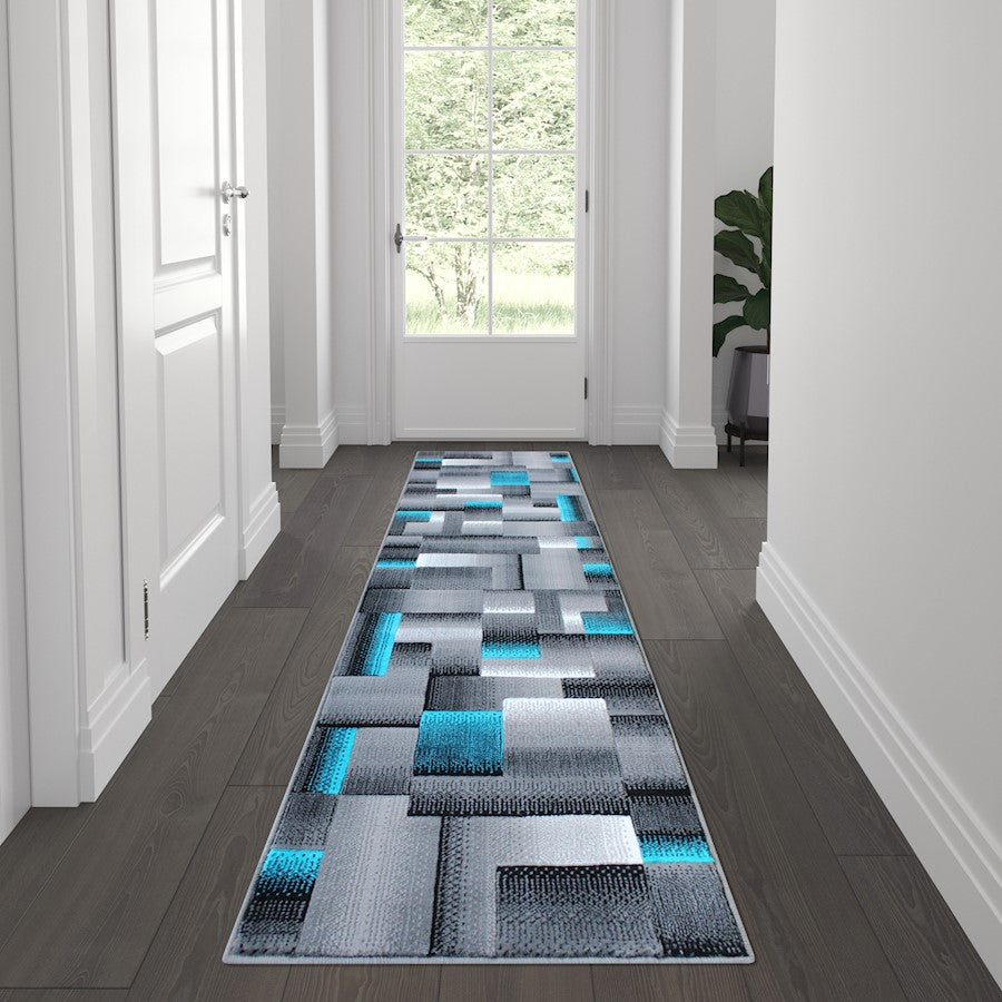 Flash Furniture Elio 2X7 Block Area Rug, Turquoise