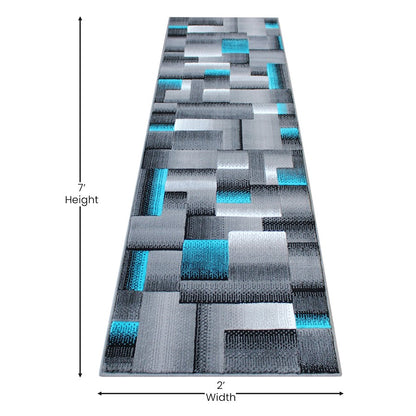 Flash Furniture Elio 2X7 Block Area Rug, Turquoise