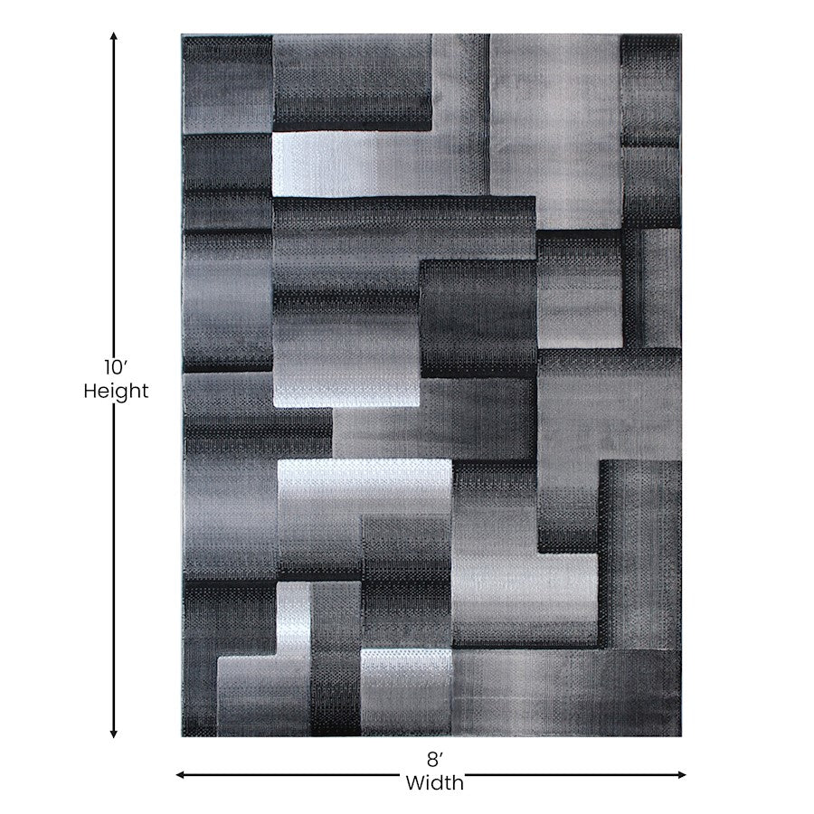 Flash Furniture Elio 8X10 Block Area Rug, Grey