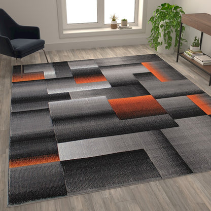 Flash Furniture Elio 8X10 Block Area Rug, Orange
