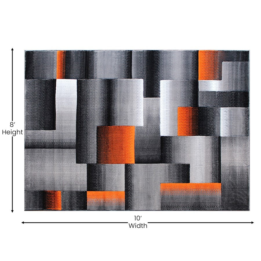 Flash Furniture Elio 8X10 Block Area Rug, Orange