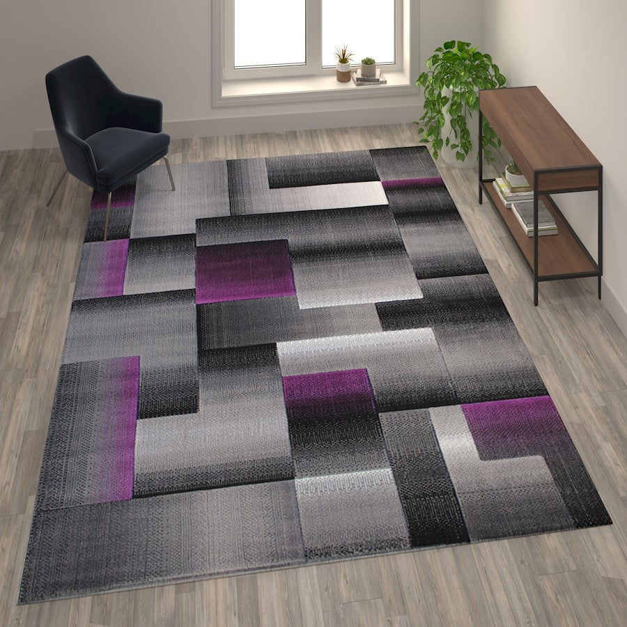 Flash Furniture Elio 8X10 Block Area Rug, Purple