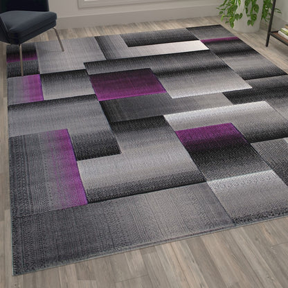 Flash Furniture Elio 8X10 Block Area Rug, Purple