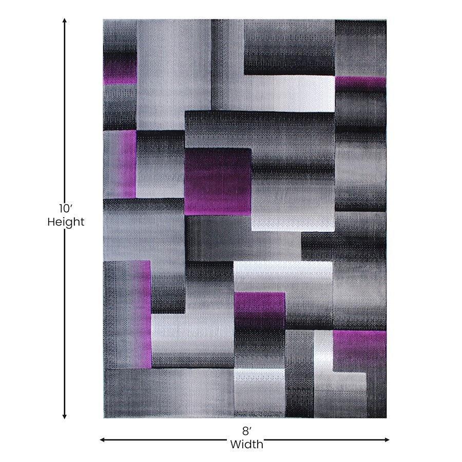 Flash Furniture Elio 8X10 Block Area Rug, Purple