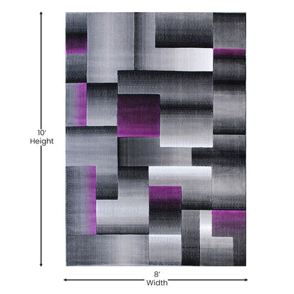 Flash Furniture Elio 8X10 Block Area Rug, Purple