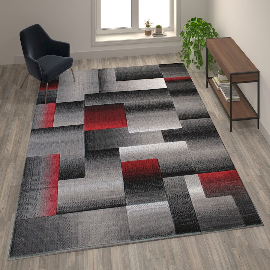 Flash Furniture Elio 8X10 Block Area Rug, Red