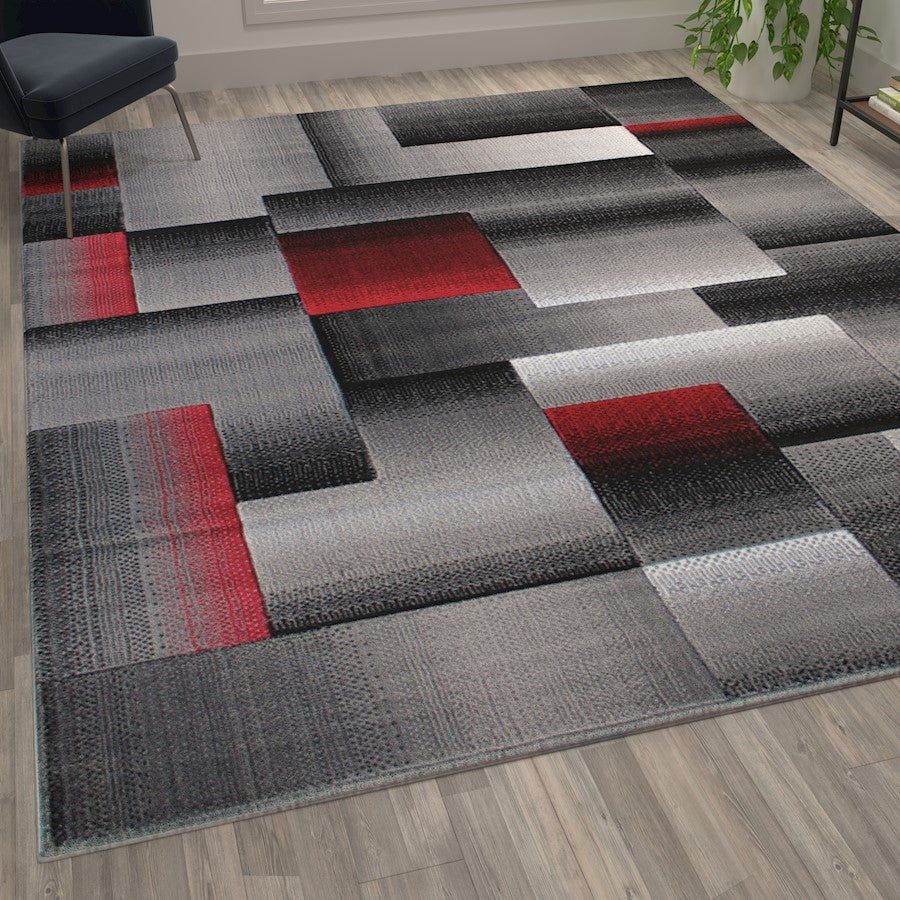 Flash Furniture Elio 8X10 Block Area Rug, Red