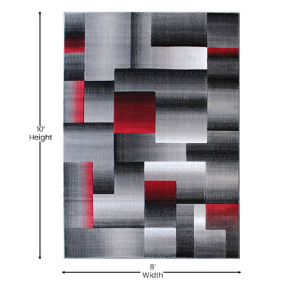 Flash Furniture Elio 8X10 Block Area Rug, Red