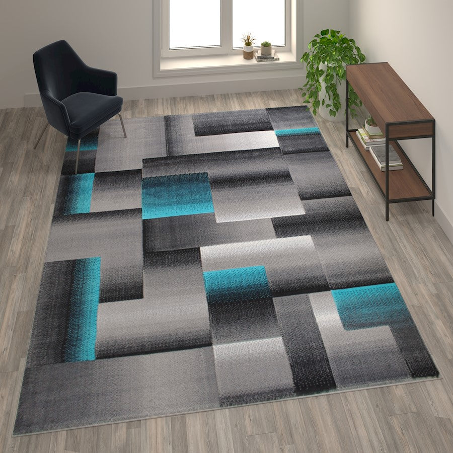 Flash Furniture Elio 8X10 Block Area Rug, Turquoise