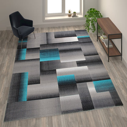 Flash Furniture Elio 8X10 Block Area Rug, Turquoise