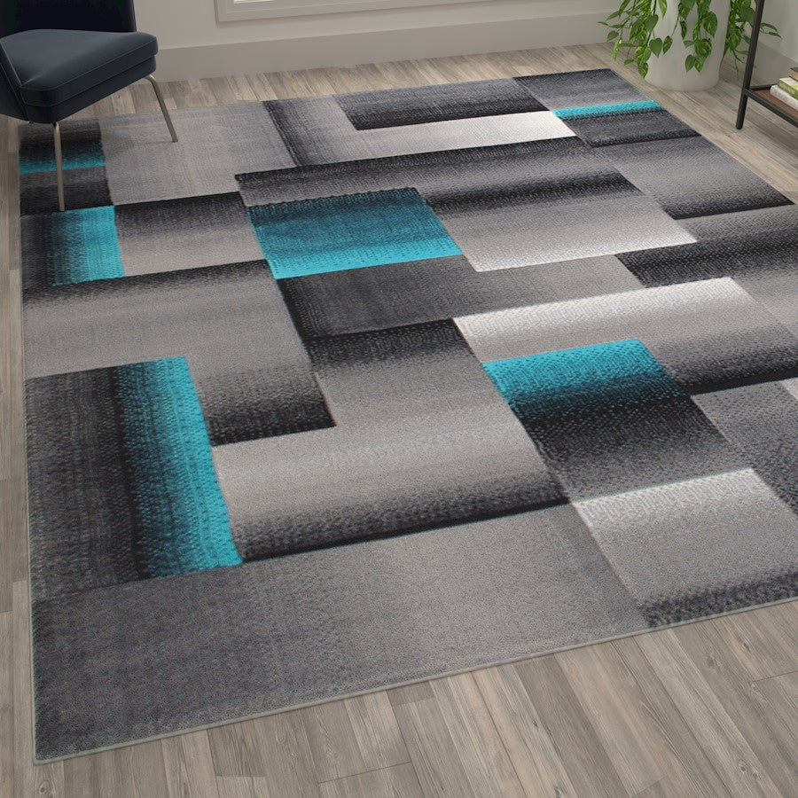 Flash Furniture Elio 8X10 Block Area Rug, Turquoise