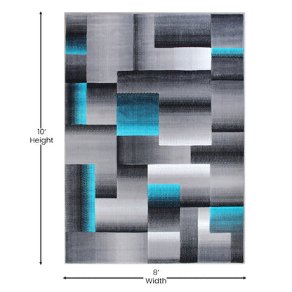 Flash Furniture Elio 8X10 Block Area Rug, Turquoise