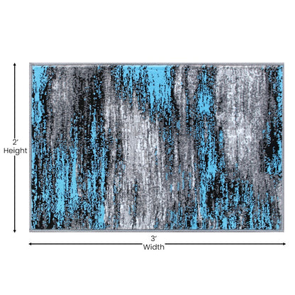 Flash Furniture Rylan 2X3 Abstract Area Rug, Blue