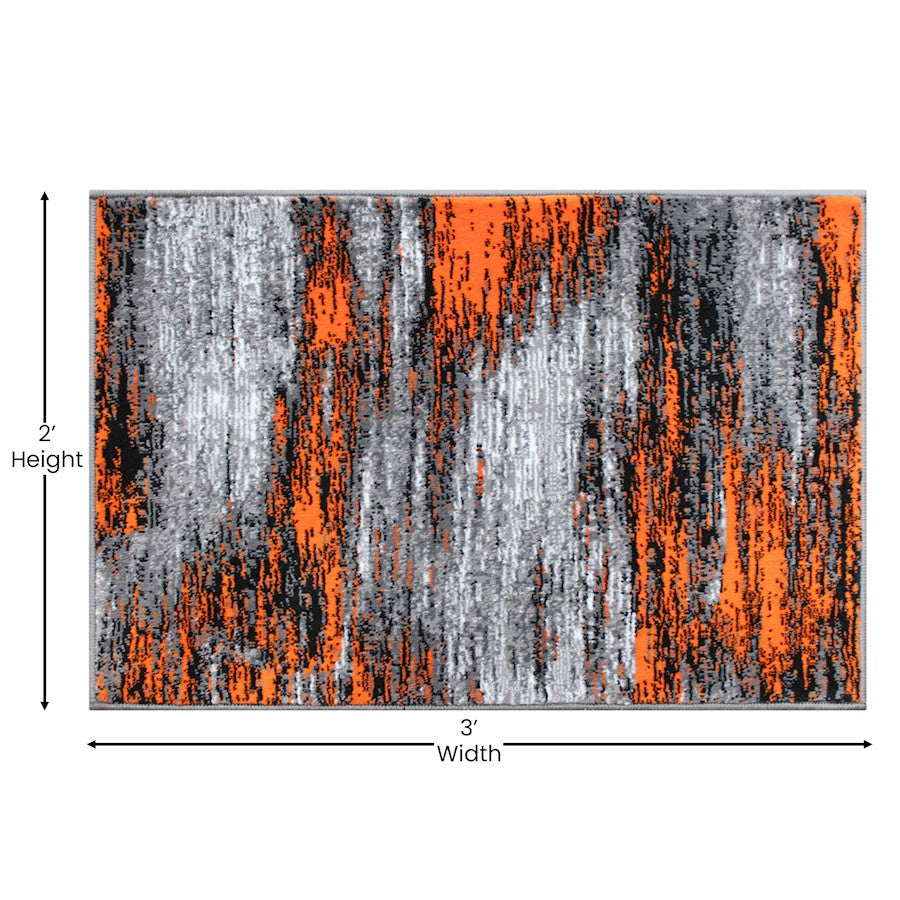 Flash Furniture Rylan 2X3 Abstract Area Rug, Orange