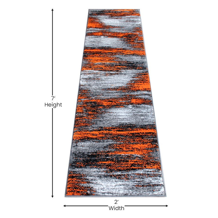 Flash Furniture Rylan 2X7 Abstract Area Rug, Orange